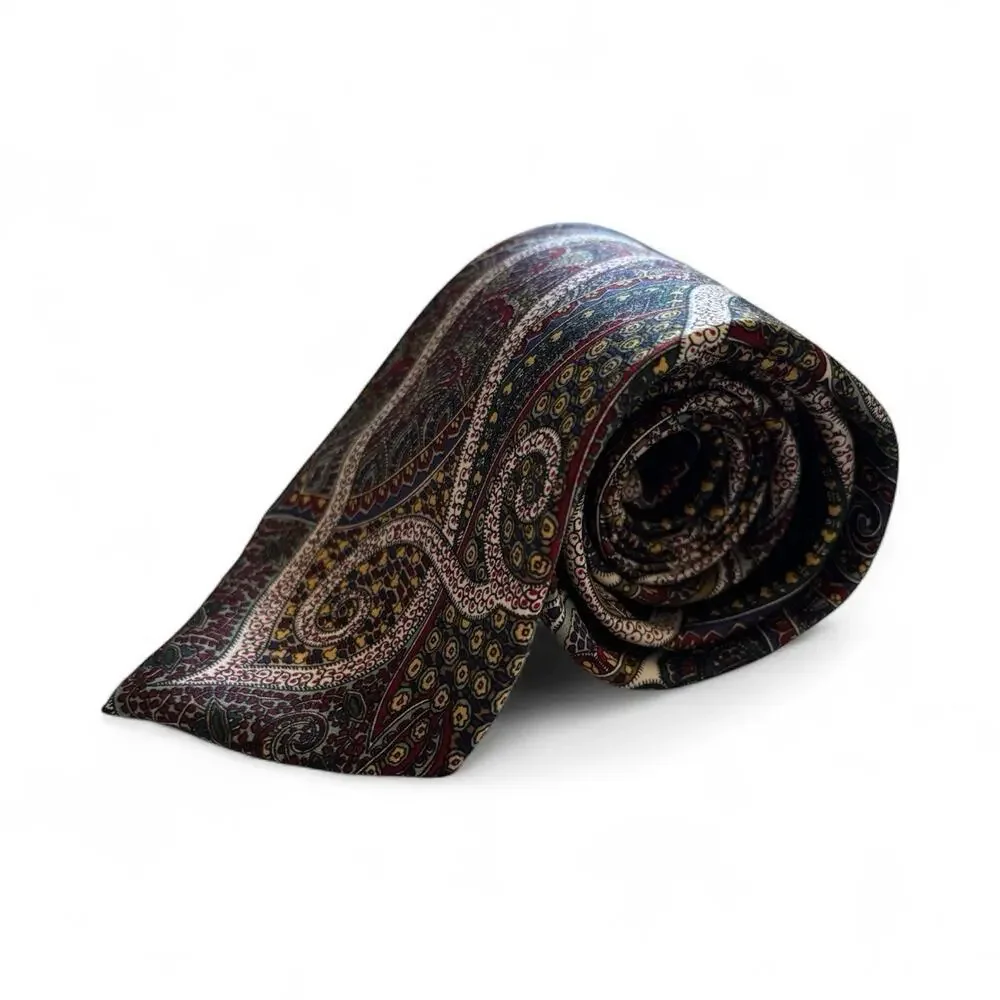 Pierre Cardin Men's Paisley Silk Tie X-long 62” x 4” Made In USA Vintage